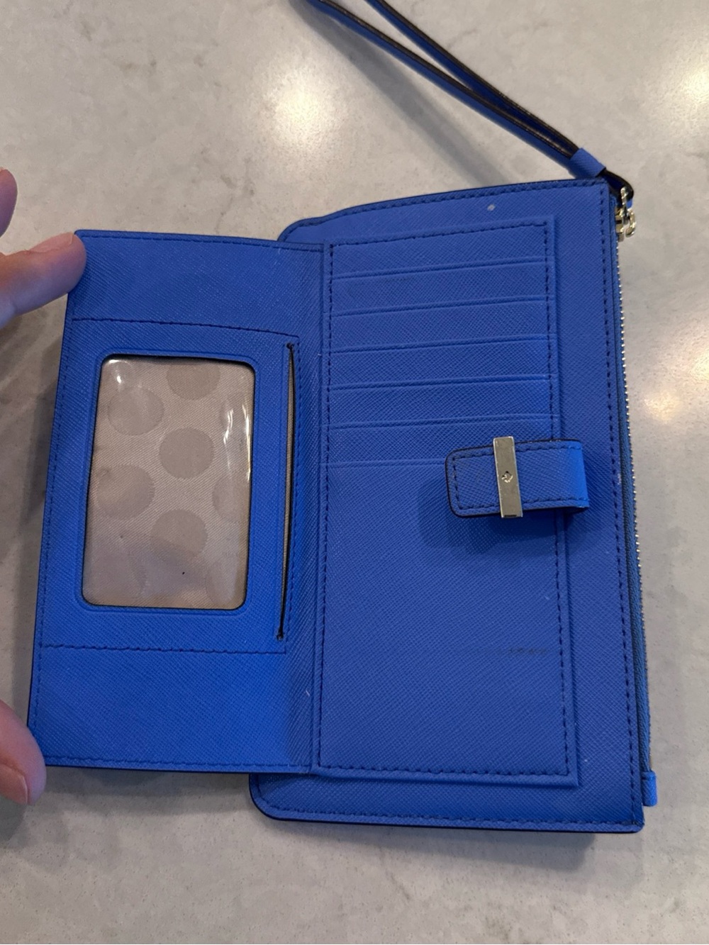 kate spade cobalt blue wristlet wallet with strap - Picture 2 of 7